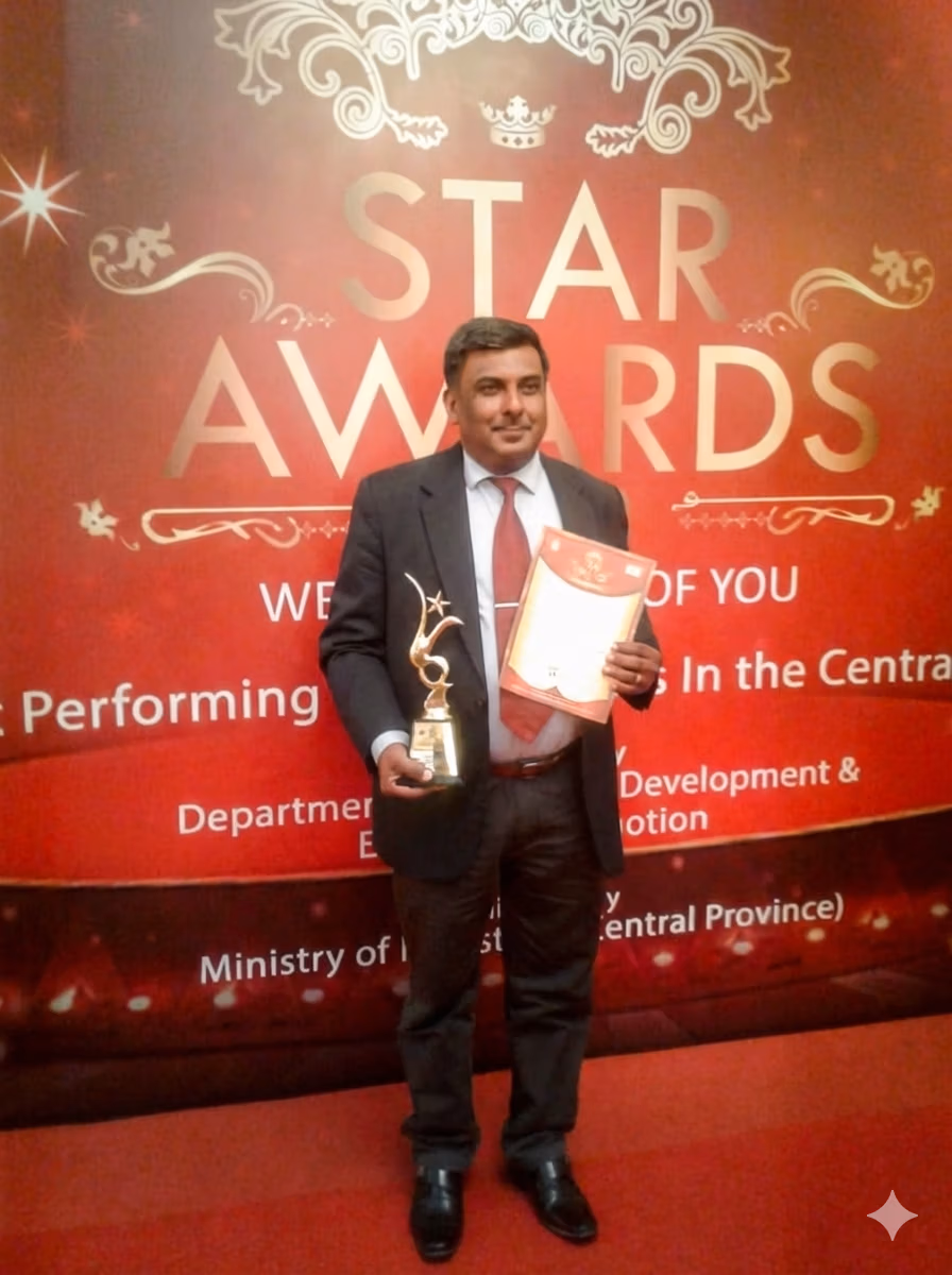 Person holding award and certificate.Our Achievements for the hard work. Vanilla Lanka Pvt Ltd